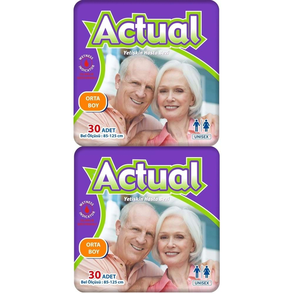 Actual Yetişkin Hasta Bezi Bel Bantlı M-Orta 60 Adet (2PK*30)