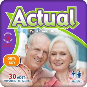 Actual Yetişkin Hasta Bezi Bel Bantlı M-Orta 60 Adet (2PK*30)