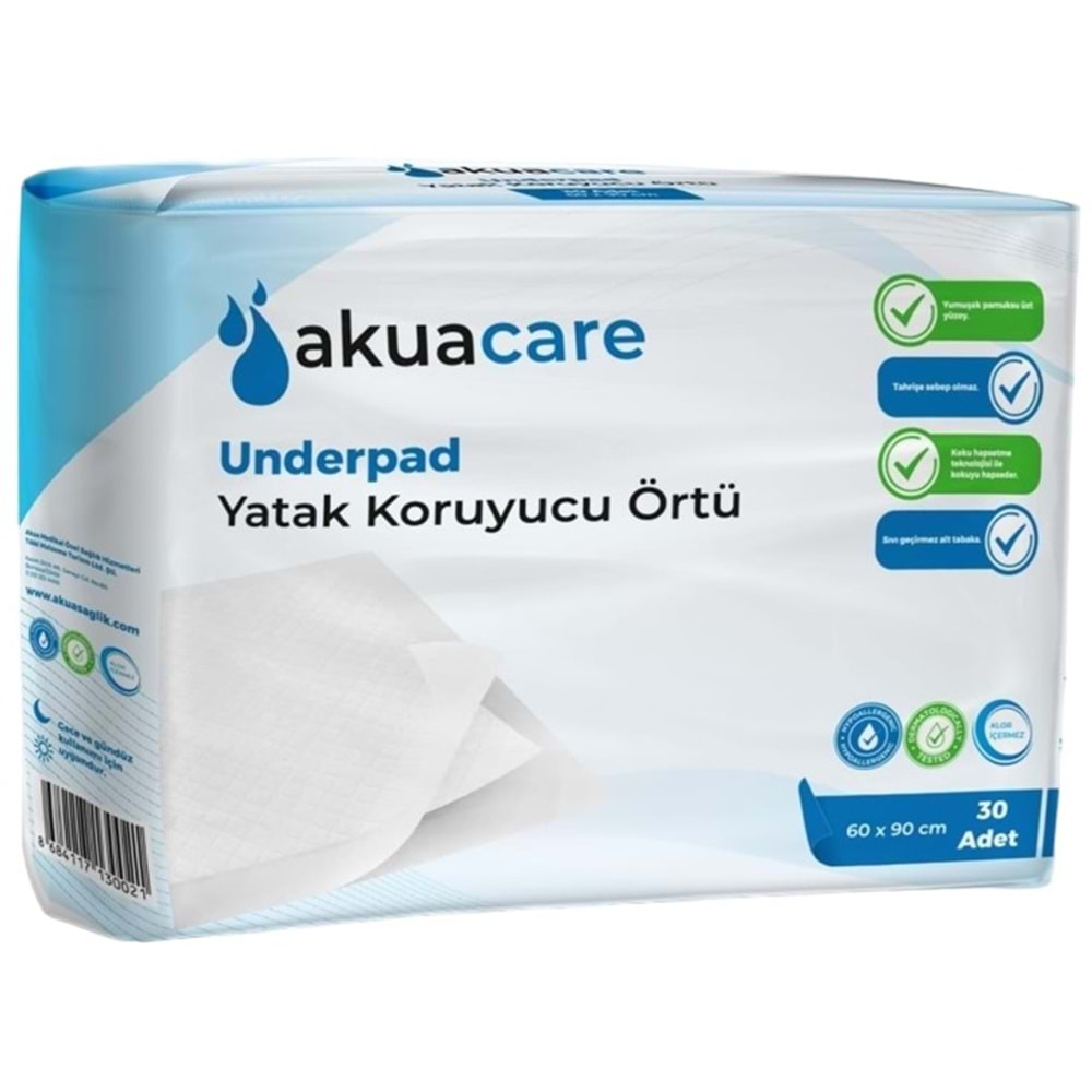 Akuacare Hasta Alt Açma Yatak Koruyucu Örtü 60*90 CM 150 Adet (5PK*30)