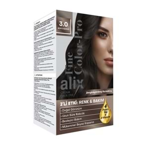 Alix 50ML Kit Saç Boyası 3.0 Koyu Kahve (3 Lü Set)