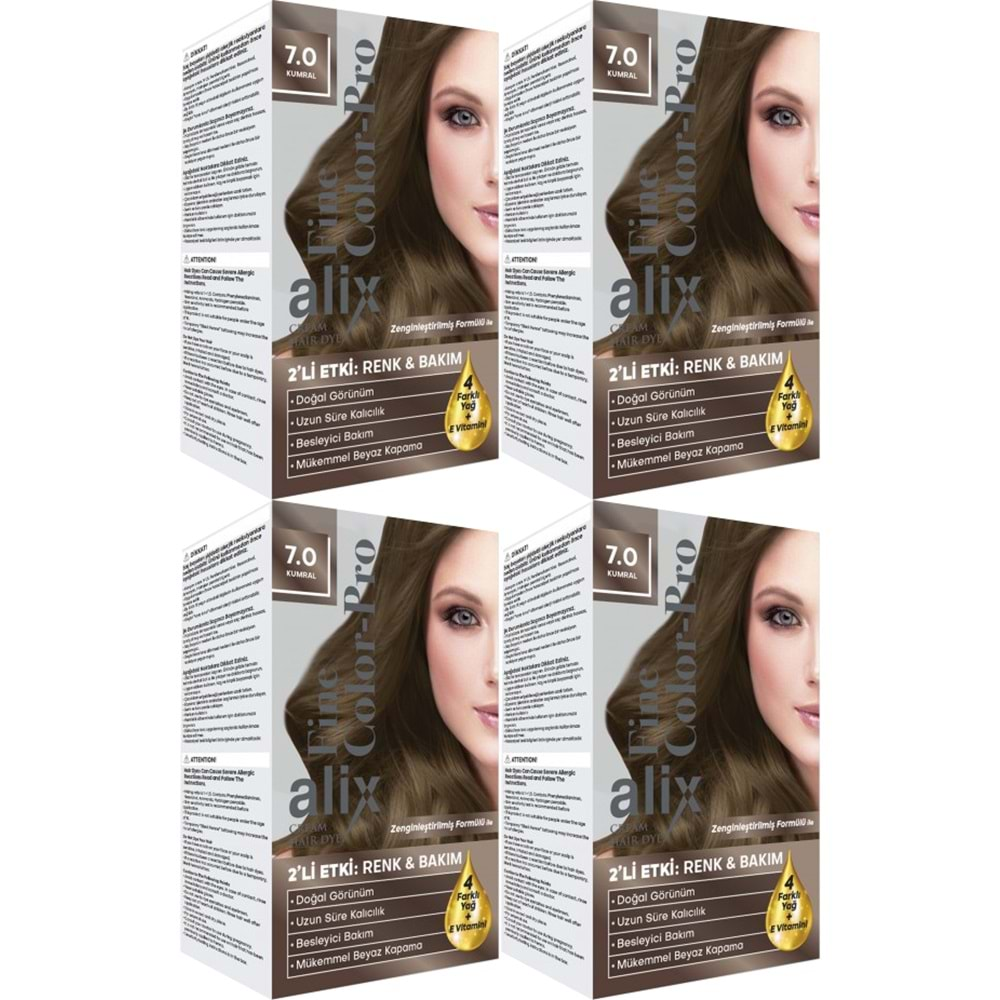 Alix 50ML Kit Saç Boyası 7.0 Kumral (4 Lü Set)