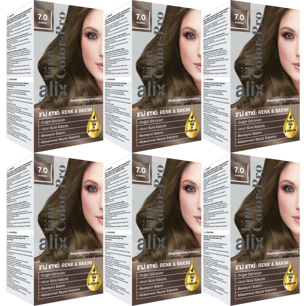 Alix 50ML Kit Saç Boyası 7.0 Kumral (6 Lı Set)