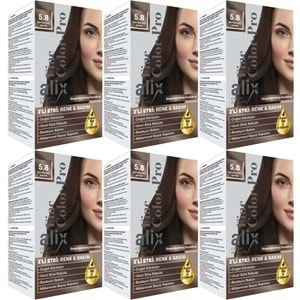 Alix 50ML Kit Saç Boyası 5.8 Büyüleyici Kahve (6 Lı Set)