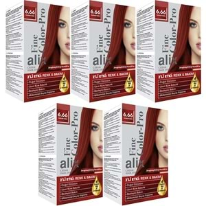 Alix 50ML Kit Saç Boyası 6.66 Yoğun Kızıl (5 Li Set)