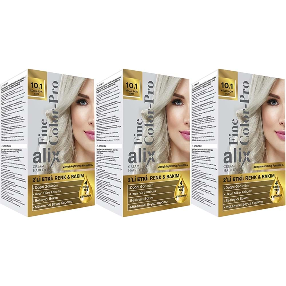 Alix 50ML Kit Saç Boyası 10.1 Küllü Açık Sarı (3 Lü Set)