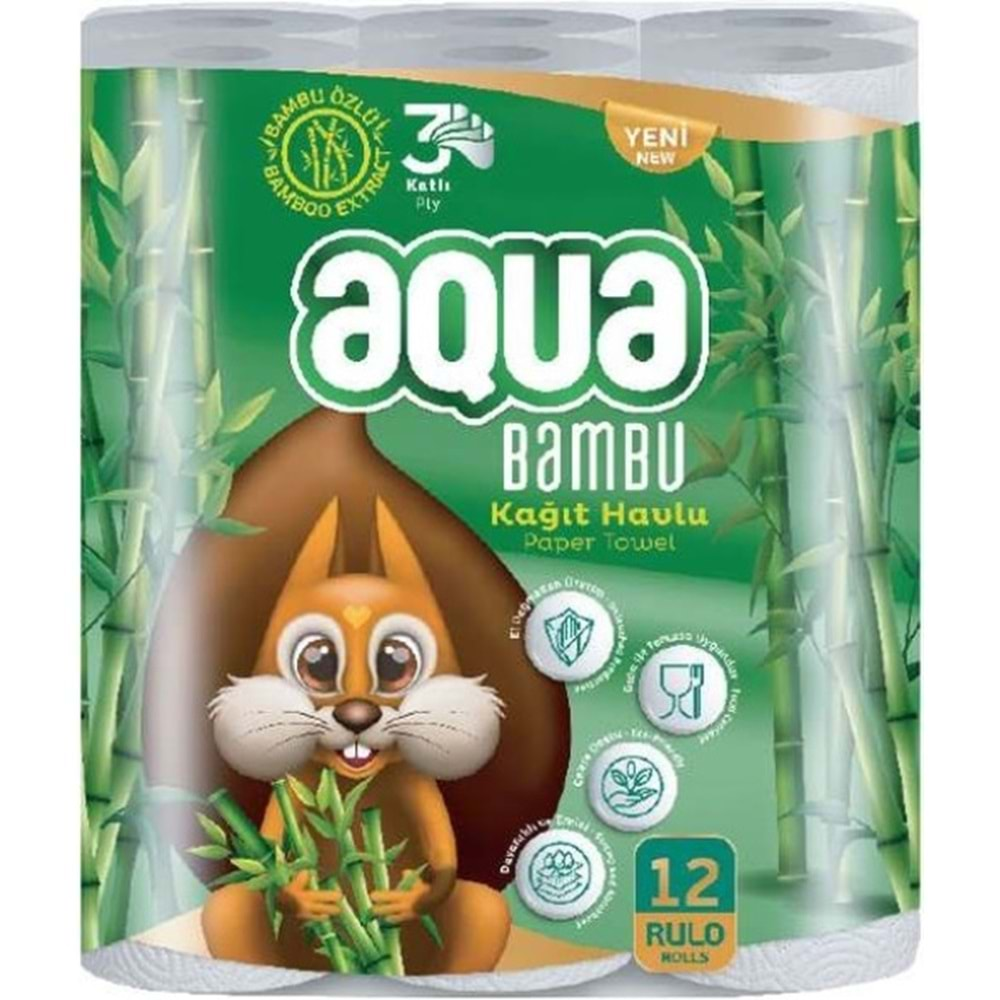 Aqua Kağıt Havlu 3 Katlı 24 Lü Set Bambu (2PK*12)