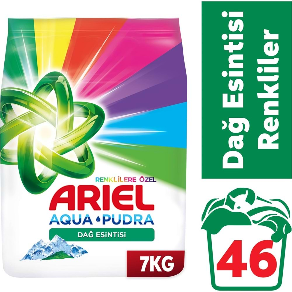 Ariel Matik Toz Çamaşır Deterjanı 14KG Renklilere Özel/Dağ Esintisi (92 Yıkama) (2PK*7KG)