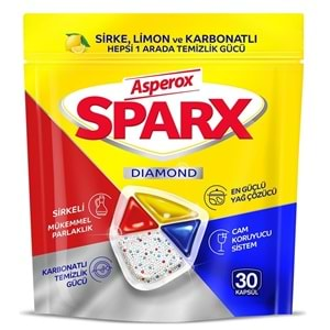 Asperox Sparx Bulaşık Makinesi Kapsülü 270 Adet Hepsi 1 Arada (Sirke-Limon-Karbonatlı) (9PK*30)