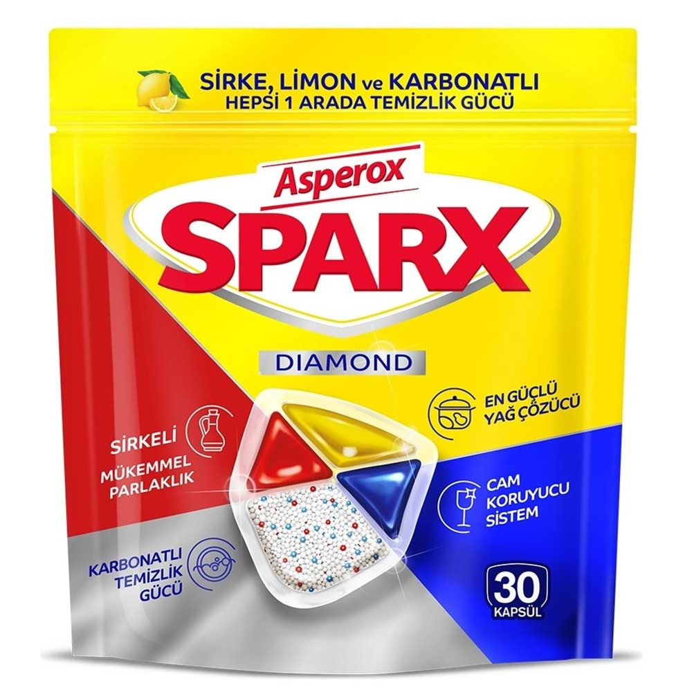 Asperox Sparx Bulaşık Makinesi Kapsülü 360 Adet Hepsi 1 Arada (Sirke-Limon-Karbonatlı) (12PK*30)