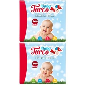 Baby Turco Islak Havlu Mendil Klasik (6 lı Set) 60 Yaprak Plastik Kapaklı (2PK*3)