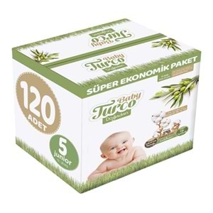 Baby Turco Bebek Bezi Doğadan Beden:5 (12-25Kg) Junior 120 Adet Süper Ekonomik Pk