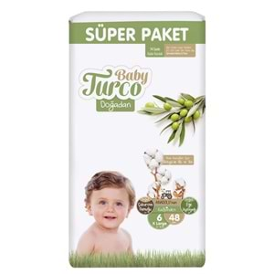 Baby Turco Bebek Bezi Doğadan Beden:6 (16-25Kg) XLarge 144 Adet Süper Fırsat Pk