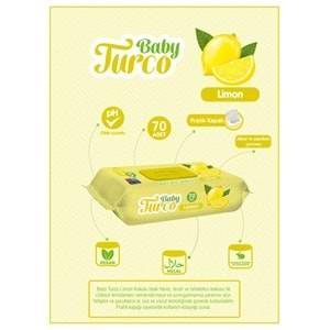 Baby Turco Islak Havlu Mendil 70 Yaprak Limon 3 Lü Set Plastik Kapaklı (210 Yaprak)