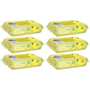 Baby Turco Islak Havlu Mendil 70 Yaprak Limon 6 Lı Set Plastik Kapaklı (420 Yaprak)