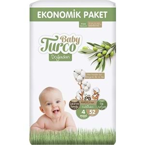 Baby Turco Bebek Bezi Doğadan Beden:4 (8-14KG) Maxi 260 Adet Mega Ekonomik Pk