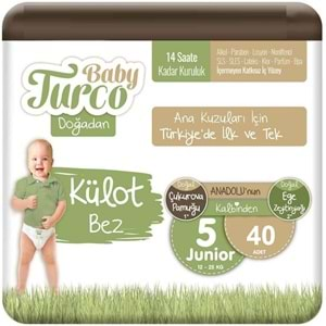 Baby Turco Külot Bebek Bezi Doğadan Beden:5 (12-25KG) Junior 80 Adet Süper Ekonomik Pk