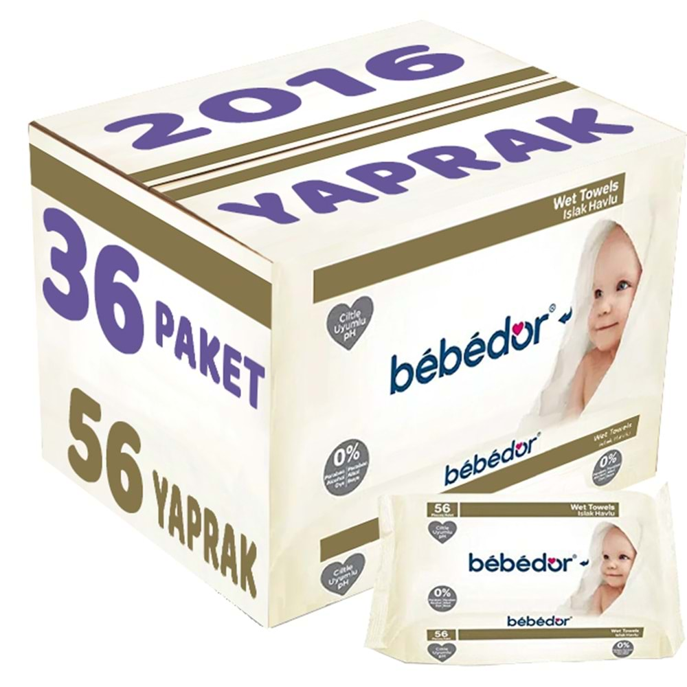 Bebedor Islak Havlu Mendil Klasik 56 Yaprak 36 Lı Set (2016 Yaprak)