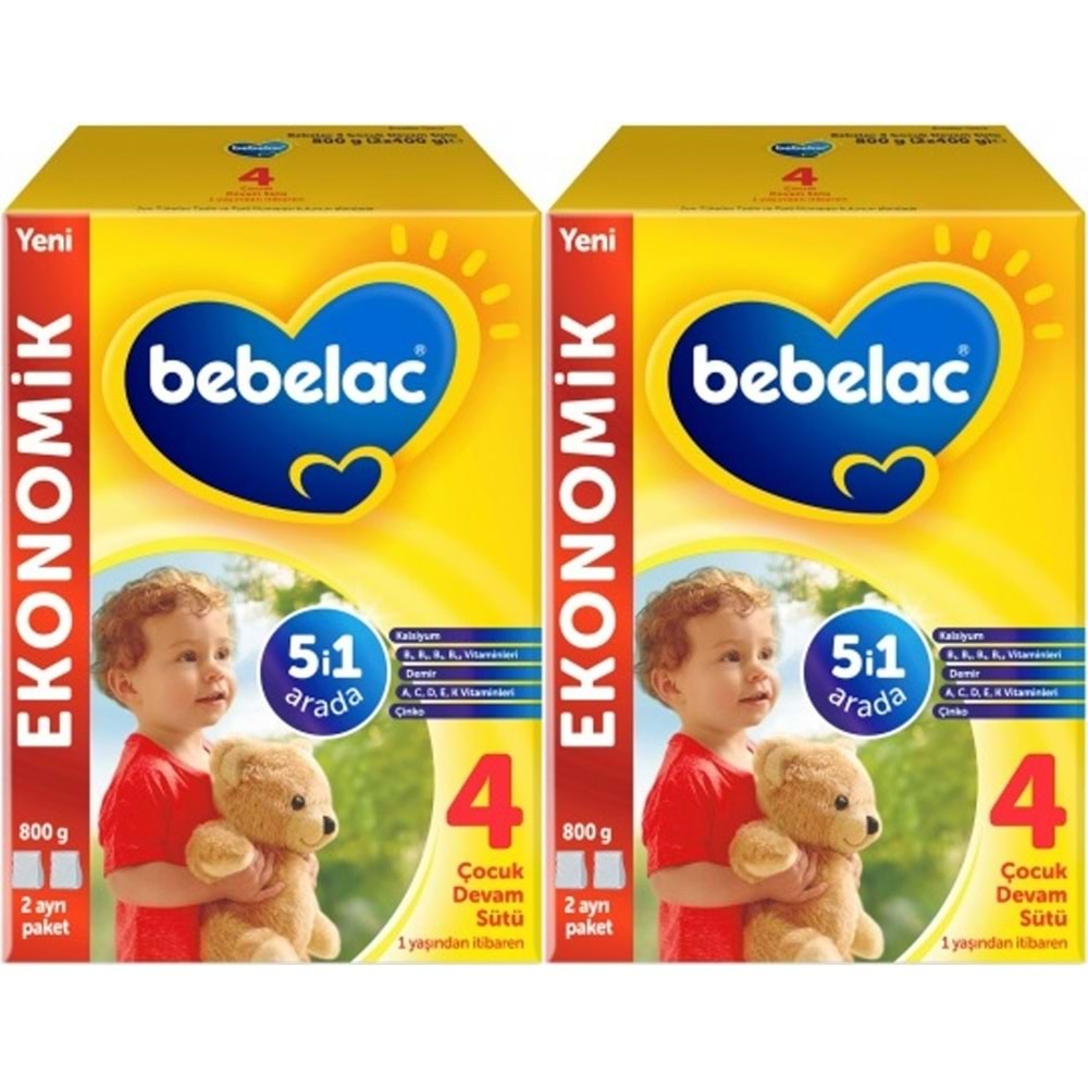 Bebelac 800GR No:4 Devam Sütü (1+ Yaş) (2 Li Set)