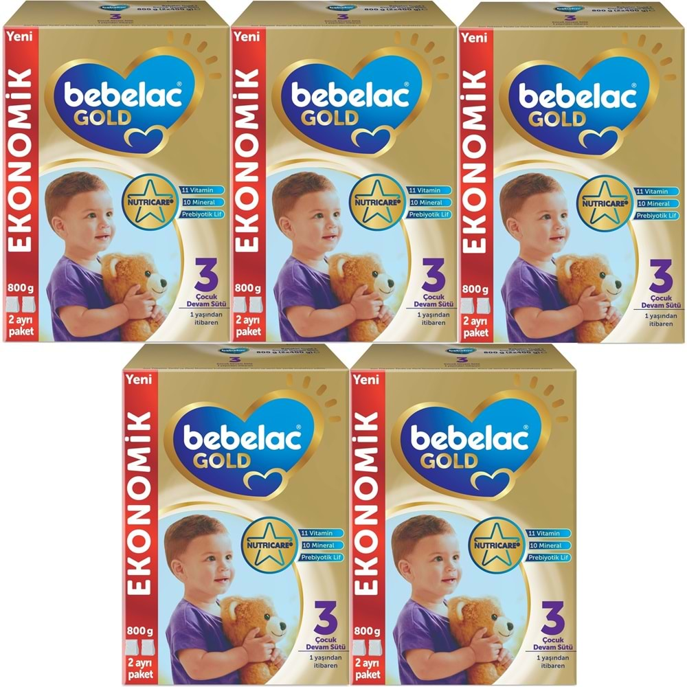 Bebelac Gold 800GR No:3 Devam Sütü (1+ Yaş) (5 Li Set)