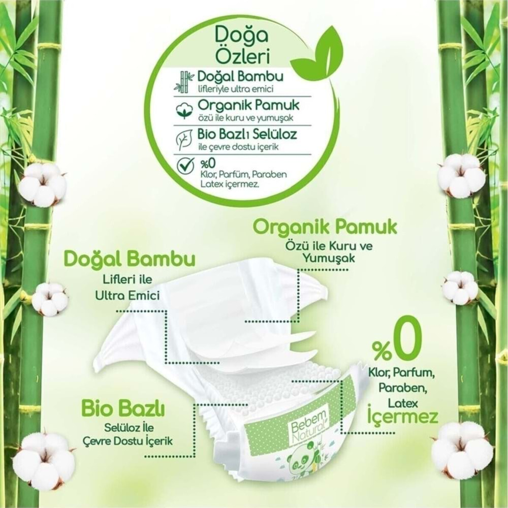 Bebem Bebek Bezi Natural Jumbo Mega Pk Beden:6 (15+Kg) Ekstra Large 100 Adet