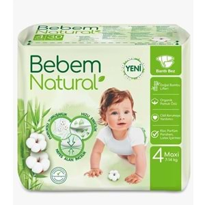 Bebem Bebek Bezi Natural Beden:4 (7-14Kg) Maxi 312 Adet Ekstra Fırsat Pk