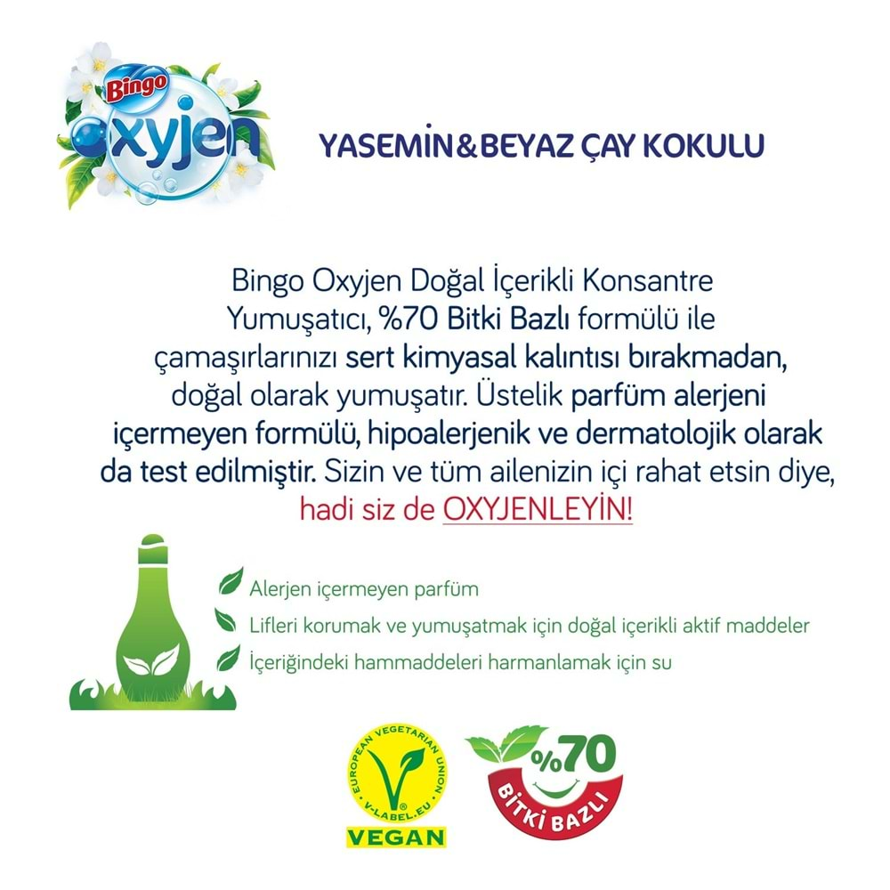 Bingo Oxjyen Yumuşatıcı Konsantre 1320ML Parfümsüz (2 Li Set) (110 Yıkama)