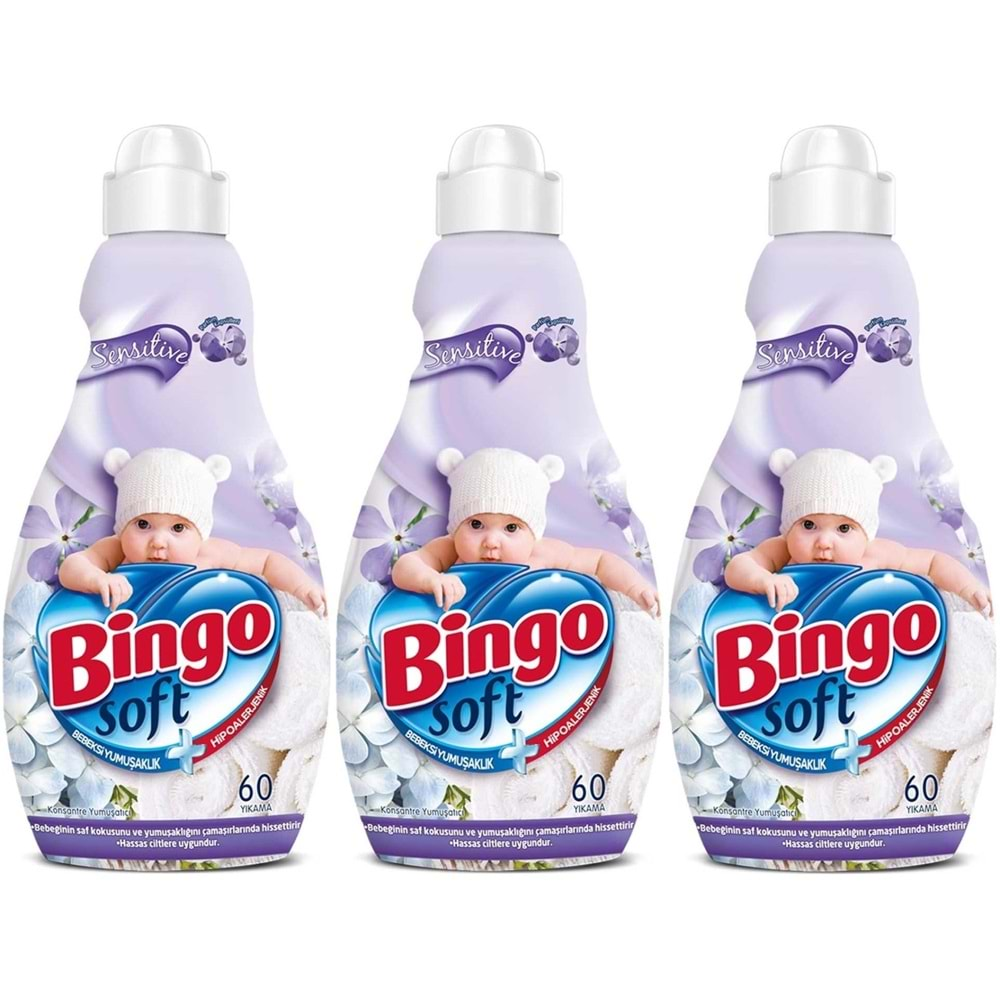 Bingo Soft Çamaşır Yumuşatıcı Konsantre 1440ML Sensitive (Hipoalerjenik) (3 Lü Set)