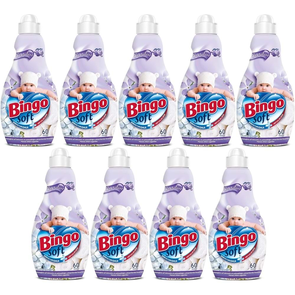 Bingo Soft Çamaşır Yumuşatıcı Konsantre 1440ML Sensitive (Hipoalerjenik) (9 Lu Set)