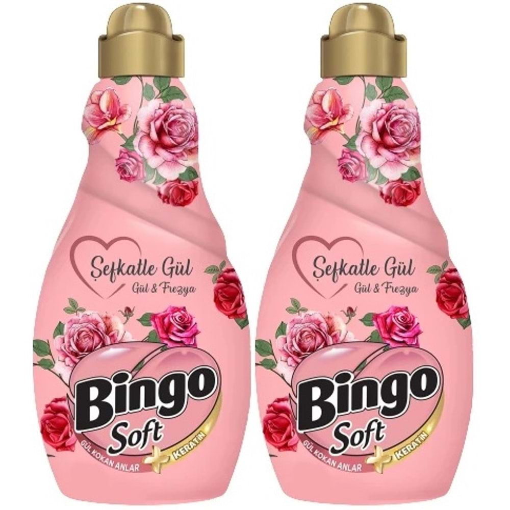 Bingo Soft Çamaşır Yumuşatıcı Konsantre 1440ML Şefkatle Gül (2 Li Set)