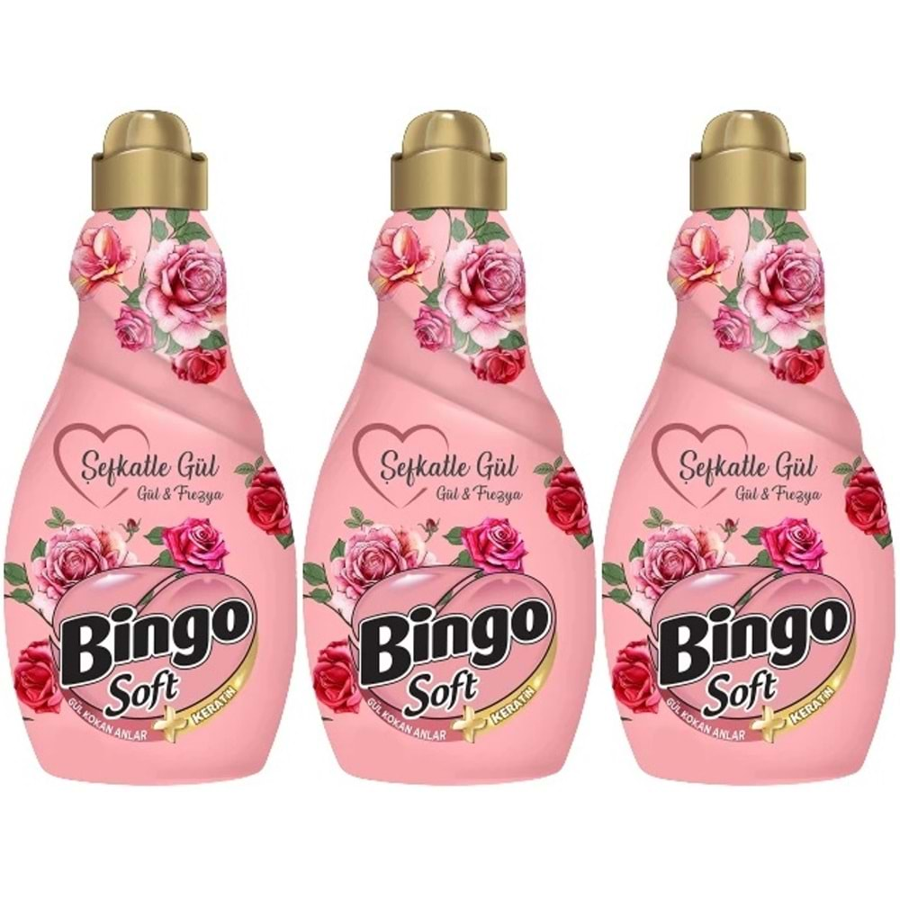 Bingo Soft Çamaşır Yumuşatıcı Konsantre 1440ML Şefkatle Gül (3 Lü Set)