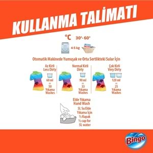 Bingo Giysi Şampuanı 3LT Arındırıcı Etki 6 Lı Set (300 Yıkama) Tüm Çamaşırlar İçin