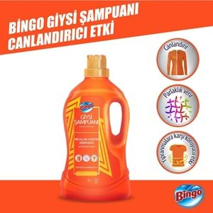 Bingo Giysi Şampuanı 3LT Canlandırıcı/Arındırıcı Etki Karma 6 Lı Set 300 Yıkama Tüm Çamaşırlar İçin