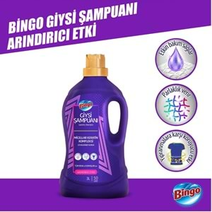 Bingo Giysi Şampuanı 3LT Canlandırıcı/Arındırıcı Etki Karma 6 Lı Set 300 Yıkama Tüm Çamaşırlar İçin