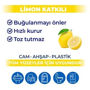 Bingo Clean Yüzey Temizlik Havlusu 96 Yaprak Limon Kokulu Plastik Kapaklı (3 Lü Set) 288 Yaprak