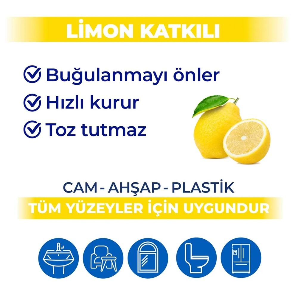 Bingo Clean Yüzey Temizlik Havlusu 96 Yaprak Limon Kokulu Plastik Kapaklı (6 Lı Set) 576 Yaprak