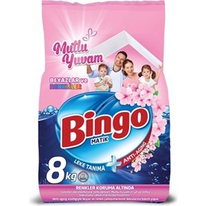 Bingo Matik Toz Çamaşır Deterjanı 24KG Beyazlar ve Renkliler 159 Yıkama (Mutlu Yuvam)