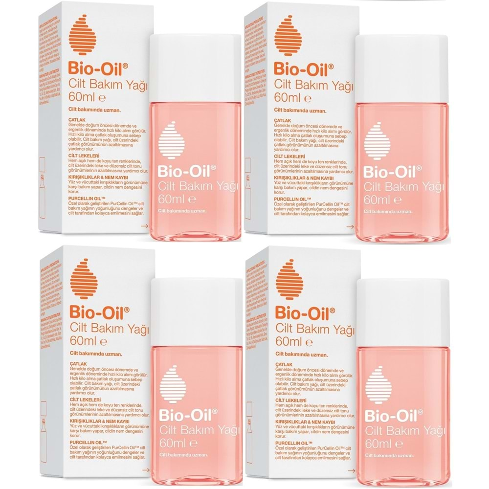 Bio-Oil Çatlak Oluşumunu Önleyici Cilt Bakım Yağı 60ML (Yeni Formül) (4 Lü Set)