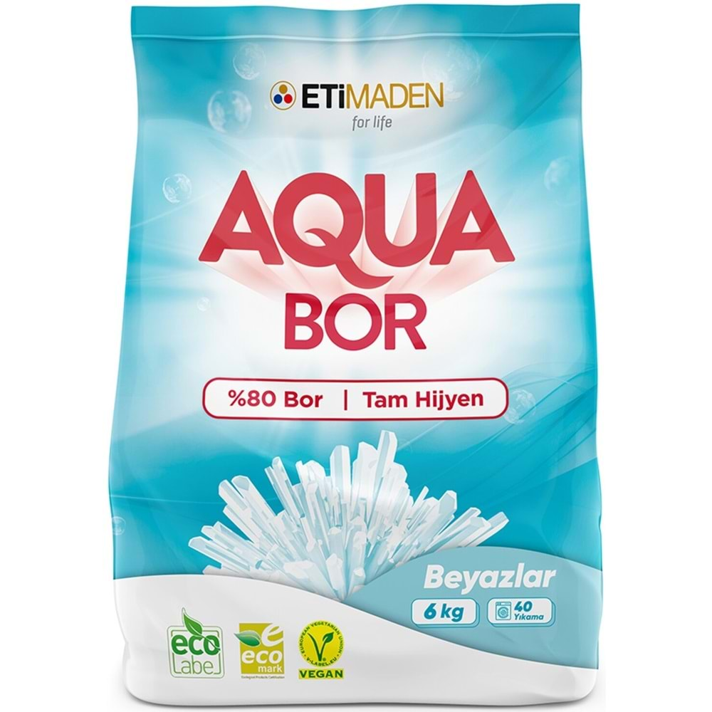 Boron AquaBor Matik Toz Çamaşır Deterjanı 12KG Beyazlar+Renkliler 80 Yıkama (2PK*6KG)