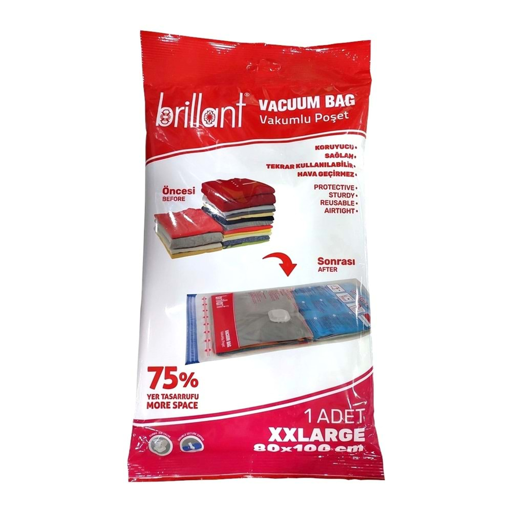 Brillant Vakumlu Poşet/Hurç 80*100CM XXLarge (İç Adet 1) (12 Li Set)