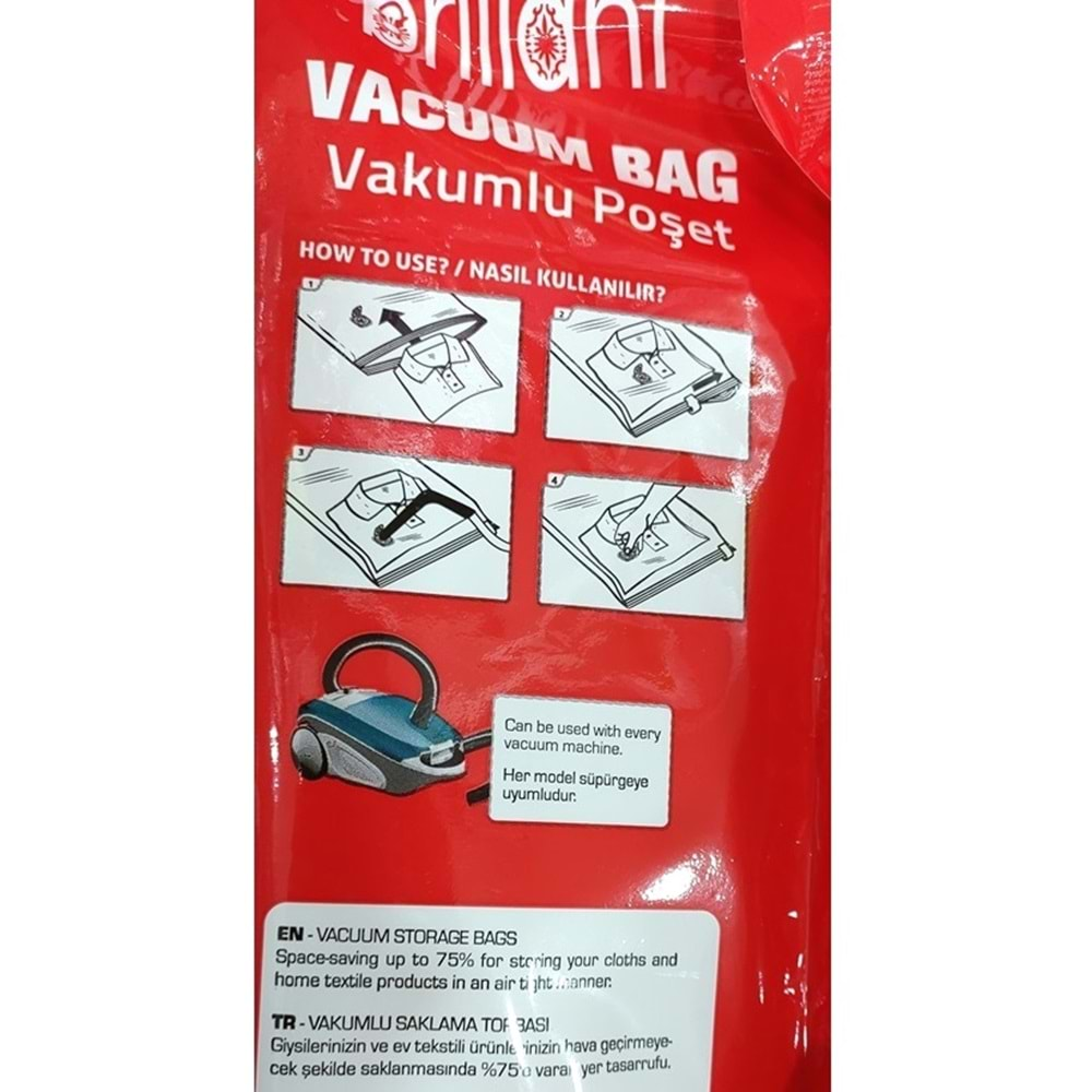 Brillant Vakumlu Poşet/Hurç 100*130CM Mega (İç Adet 1) (2 Li Set)