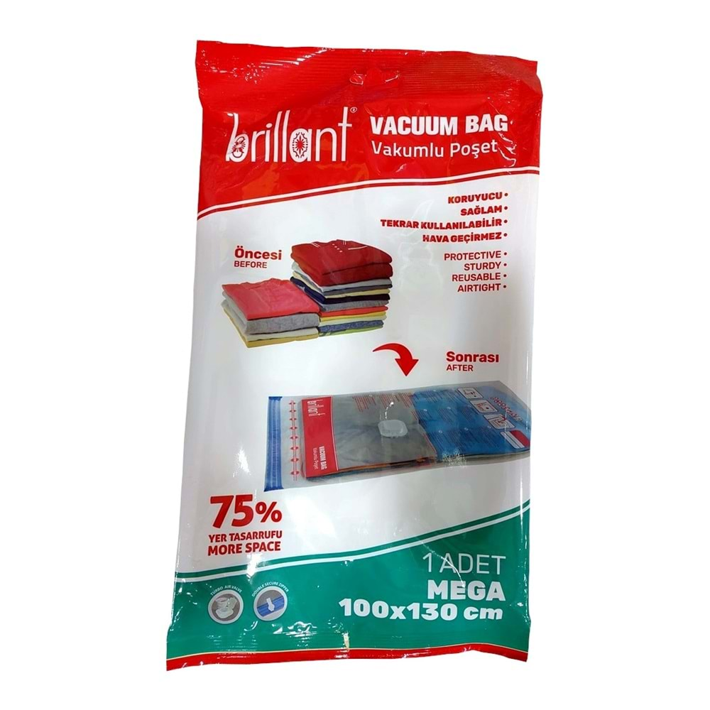 Brillant Vakumlu Poşet/Hurç 100*130CM Mega (İç Adet 1) (3 Lü Set)