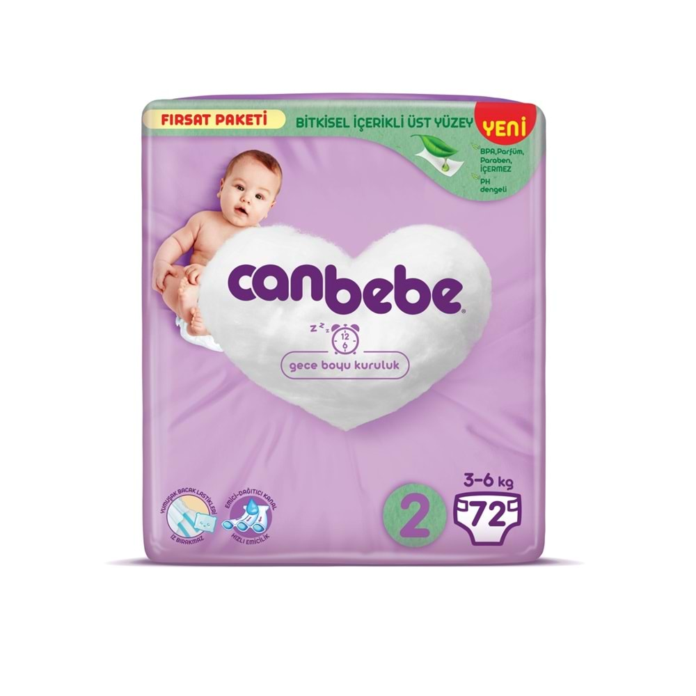 Canbebe Bebek Bezi Beden:2 (3-6Kg) Mini 216 Adet Aylık Fırsat Paket