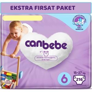 Canbebe Bebek Bezi Beden:6 (15-27Kg) Extra Large 216 Adet Ekstra Fırsat Pk