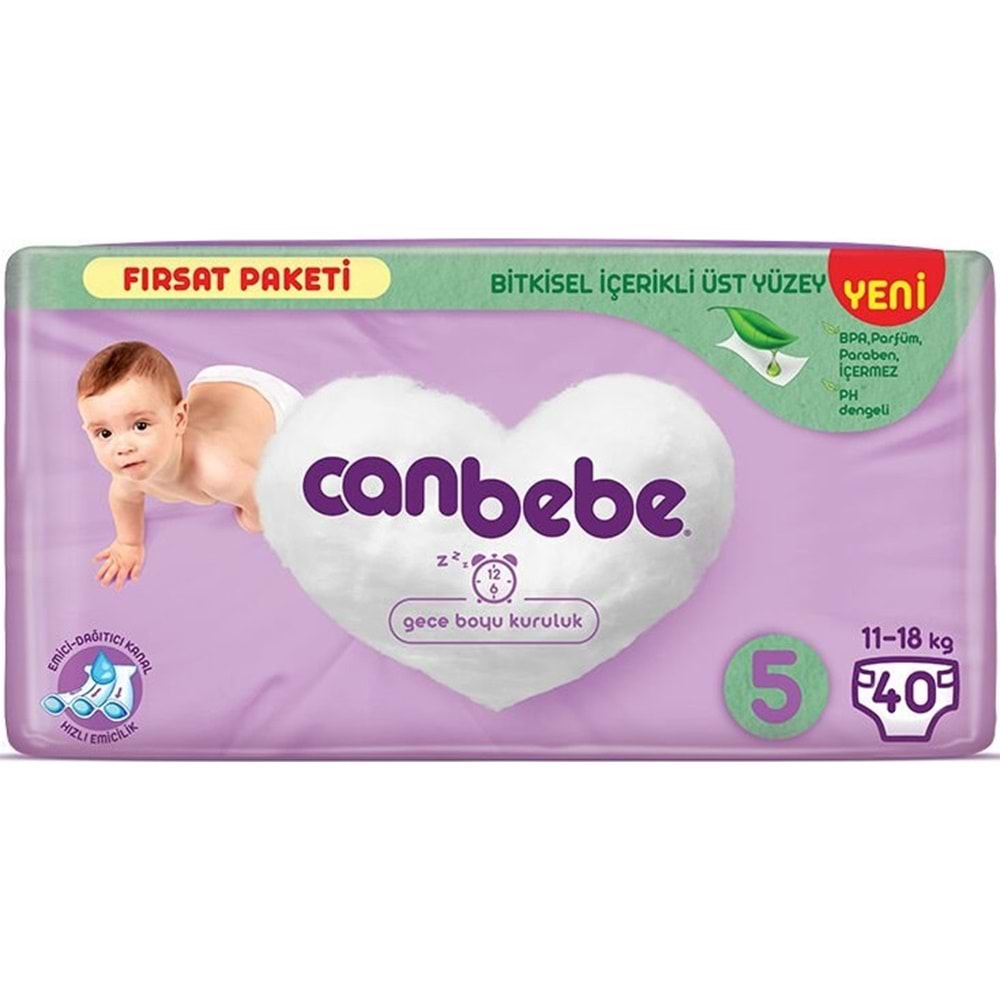 Canbebe Bebek Bezi Beden:5 (11-18Kg) Junior 120 Adet Aylık Fırsat Pk