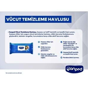 Canped Hasta Vücut Perine Temizleme Islak Mendil Havlu 48 Yaprak XL (4 Lü Set) Plastik Kapaklı