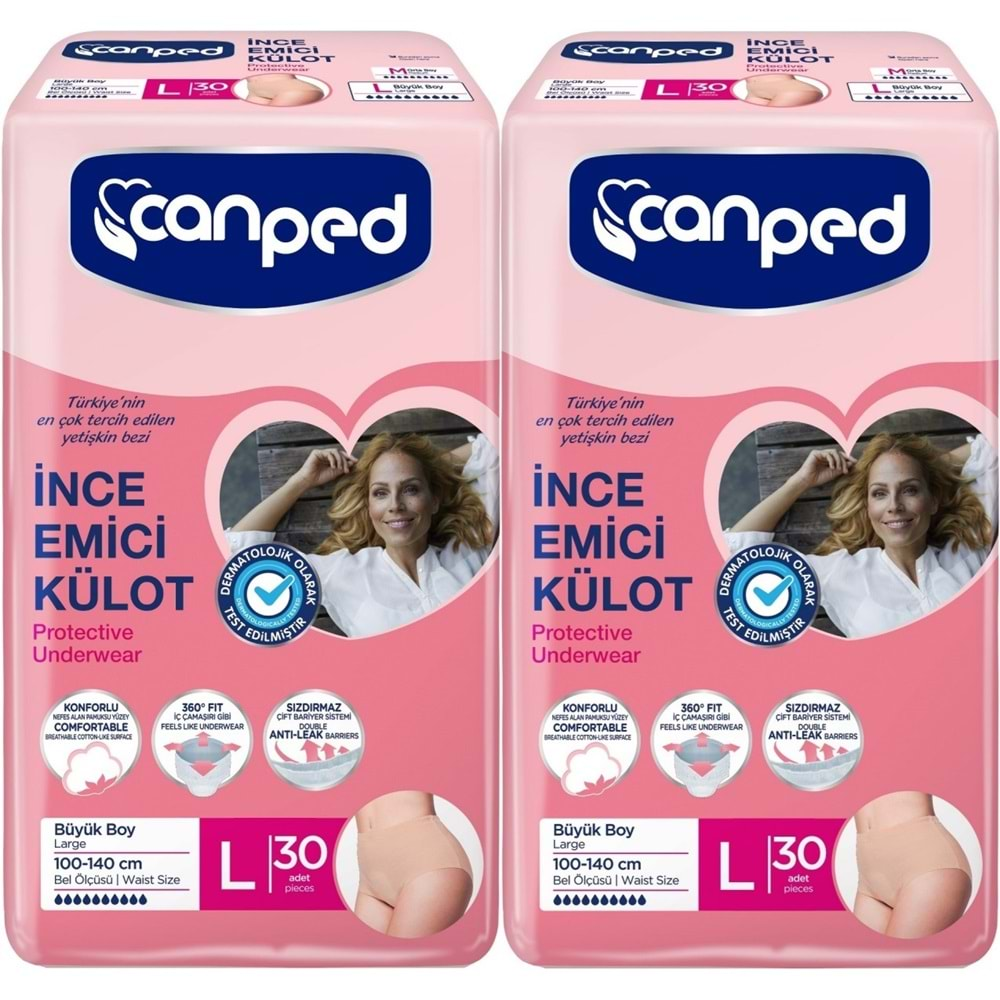 Canped Külotlu Mesane Pedi - İnce Emici Külot Büyük/Large 60 Adet (2PK*30)