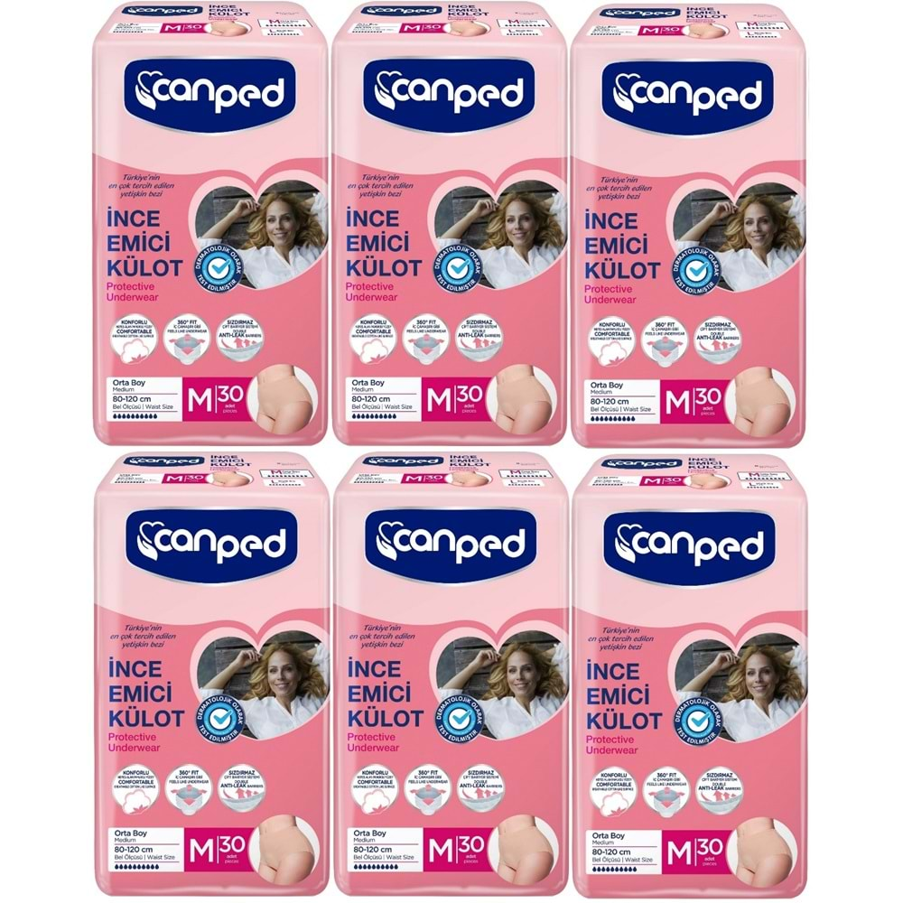 Canped Külotlu Mesane Pedi - İnce Emici Külot Orta/Medium 180 Adet (6PK*30)