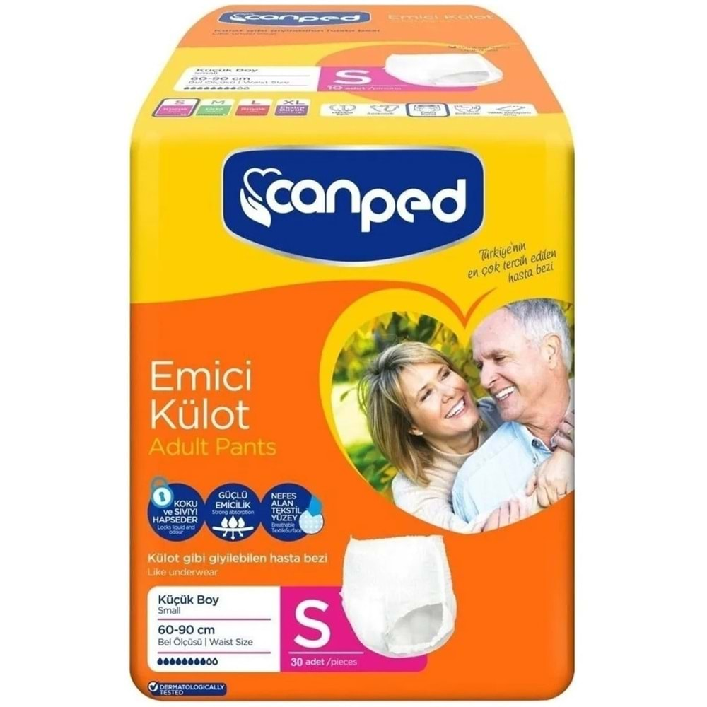 Canped Emici Külot Hasta Yetişkin Bezi Small/Küçük-S 120 Adet Dev Ekonomik Pk (4PK*30)