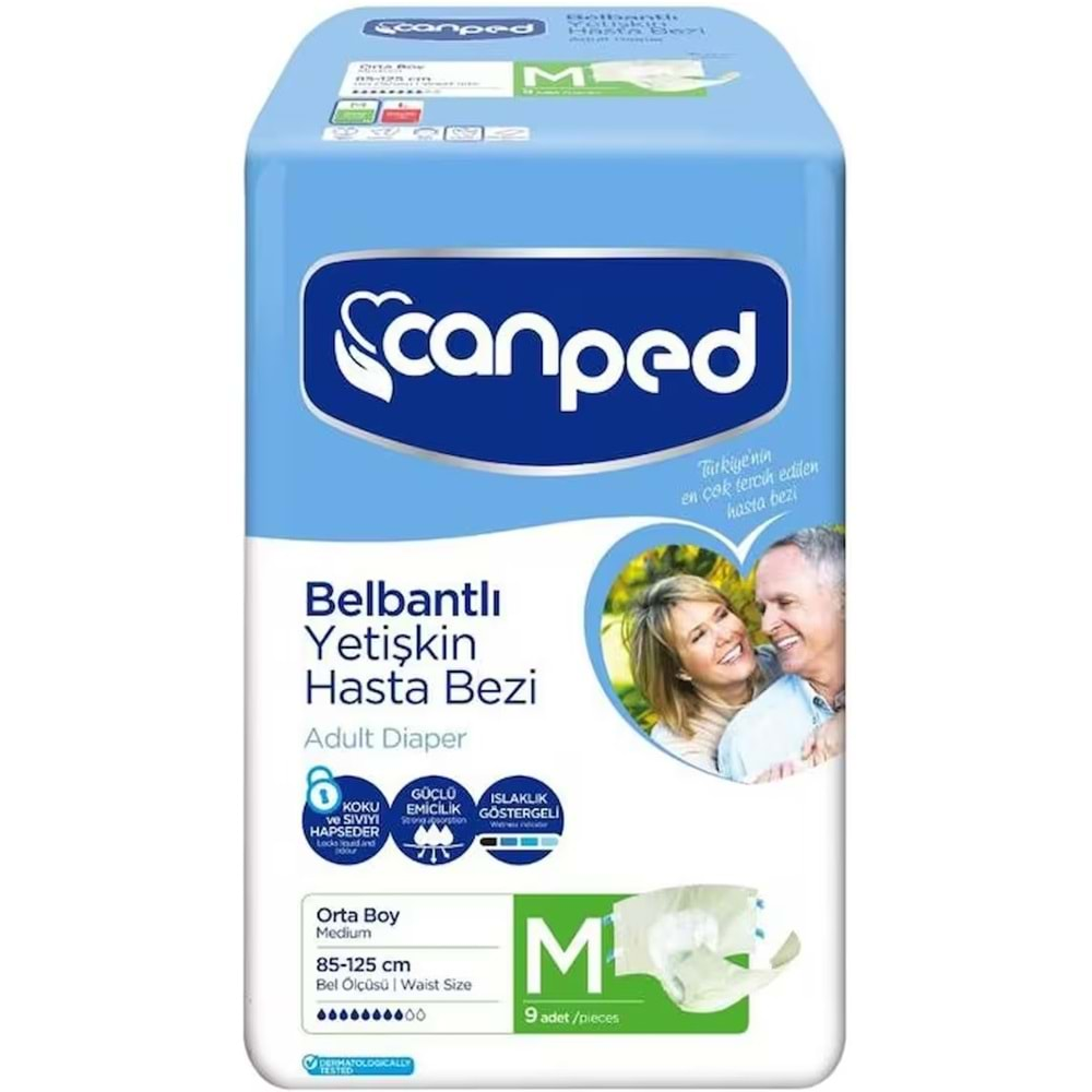 Canped Hasta Bezi Yetişkin Bel Bantlı Polietilen Medium-M Orta Boy 45 Adet (5PK*9)