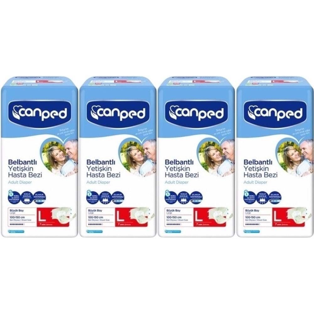 Canped Hasta Bezi Yetişkin Bel Bantlı Polietilen L-Large Büyük Boy 28 Adet (4PK*7)